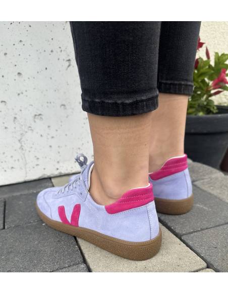 Fioletowe trampki oldschoolowe skóra fuksja kauczukowa podeszwa Kampa N1100