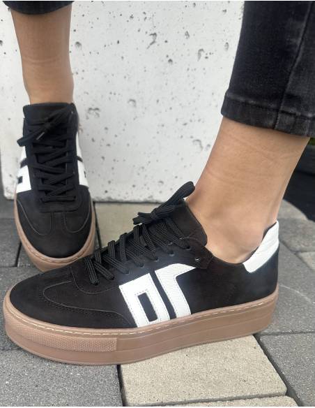 Czarne trampki oldschool skóra naturalna kauczukowa podeszwa Kampa N1095S2