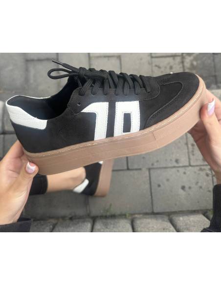 Czarne trampki oldschool skóra naturalna kauczukowa podeszwa Kampa N1095S2