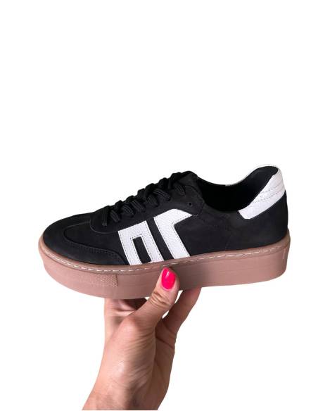 Czarne trampki oldschool skóra naturalna kauczukowa podeszwa Kampa N1095S2