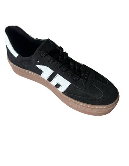 Czarne trampki oldschool skóra naturalna kauczukowa podeszwa Kampa N1095S2
