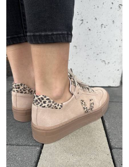Różowe trampki oldschool skóra panterka kauczukowa podeszwa Kampa N1100S2