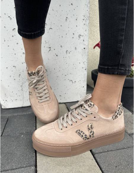 Różowe trampki oldschool skóra panterka kauczukowa podeszwa Kampa N1100S2