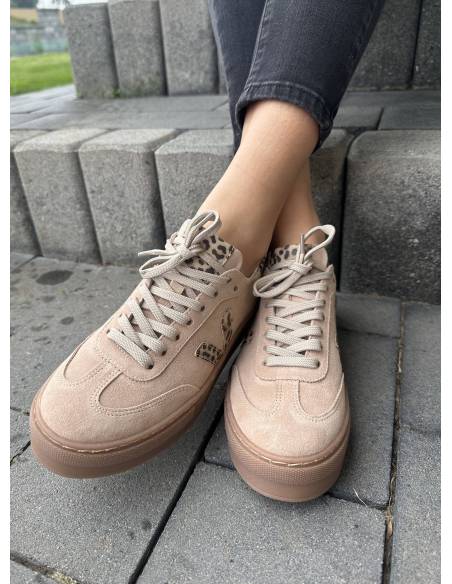 Różowe trampki oldschool skóra panterka kauczukowa podeszwa Kampa N1100S2