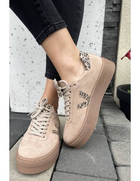 Różowe trampki oldschool skóra panterka kauczukowa podeszwa Kampa N1100S2
