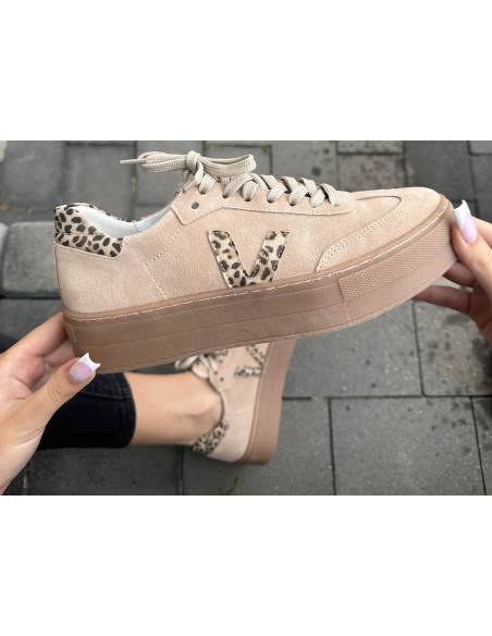Różowe trampki oldschool skóra panterka kauczukowa podeszwa Kampa N1100S2