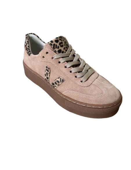 Różowe trampki oldschool skóra panterka kauczukowa podeszwa Kampa N1100S2