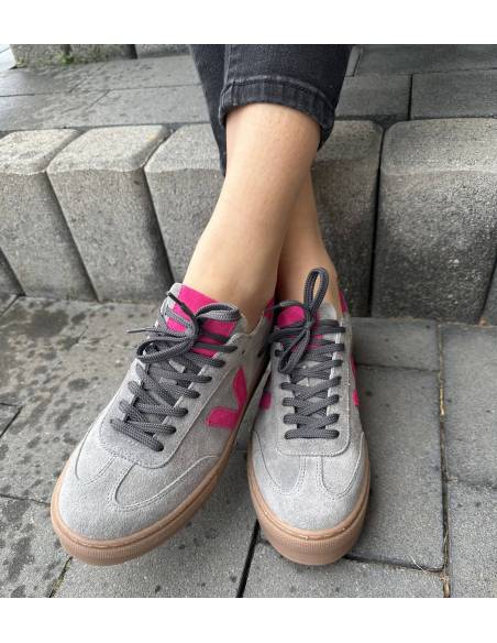 Grafitowe trampki oldschoolowe skóra róż kauczukowa podeszwa Kampa N1100S2