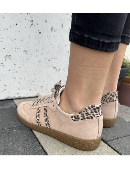 Różowe trampki oldschool skóra panterka kauczukowa podeszwa Kampa N1068