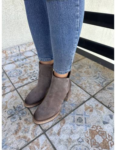 Botki skóra style ciemny beż Exquisite 1477