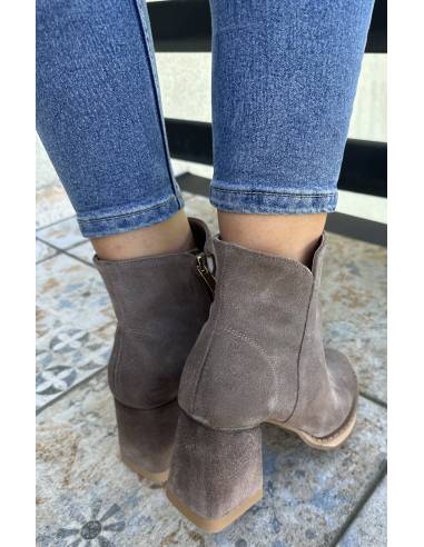 Botki skóra style ciemny beż Exquisite 1477