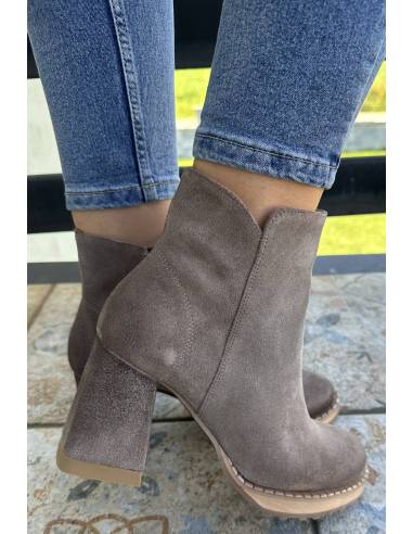 Botki skóra style ciemny beż Exquisite 1477