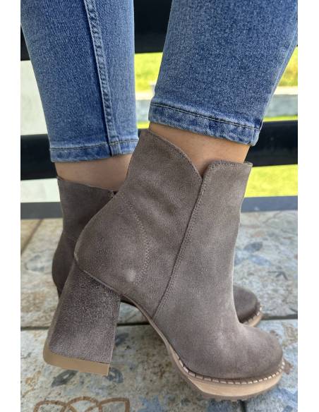 Botki skóra style ciemny beż Exquisite 1477