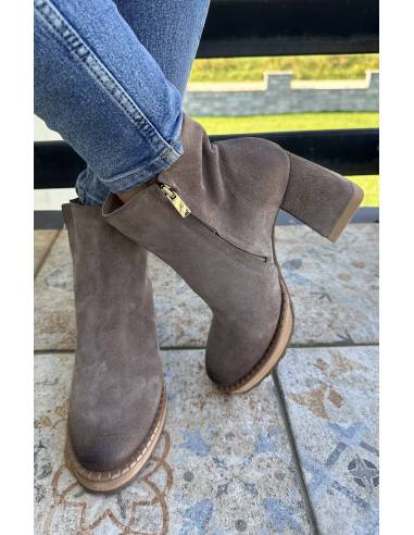 Botki skóra style ciemny beż Exquisite 1477