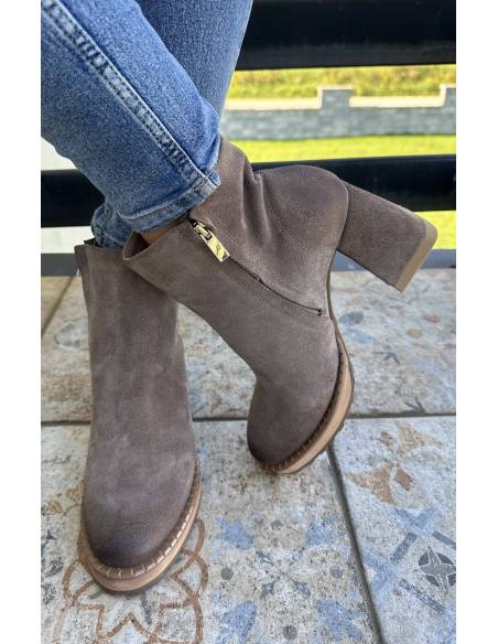 Botki skóra style ciemny beż Exquisite 1477