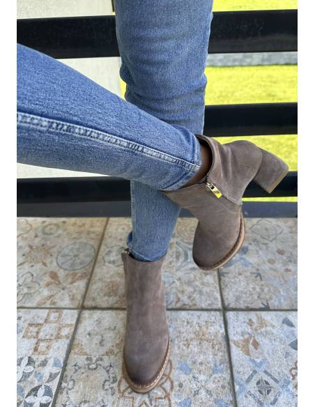 Botki skóra style ciemny beż Exquisite 1477