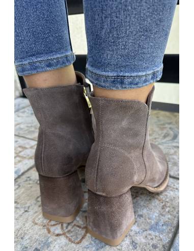 Botki skóra style ciemny beż Exquisite 1477