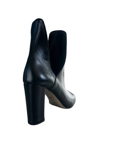 Botki bez palców wycięte czarne na słupku skóra...