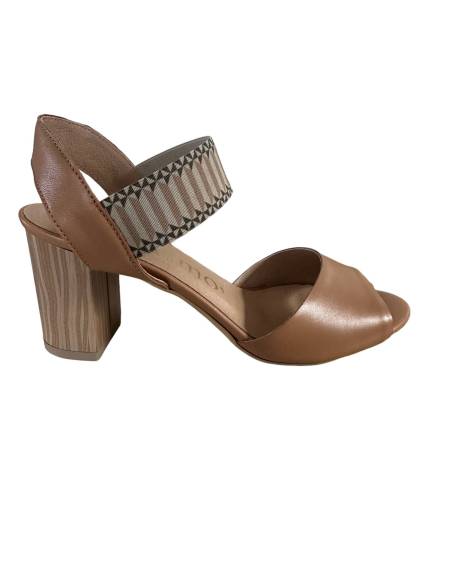 Sandałki damskie brązowe karmel obcas klocek na wesele imprezę DiPrimo N168