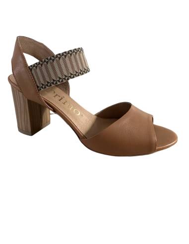 Sandałki damskie brązowe karmel obcas klocek na...