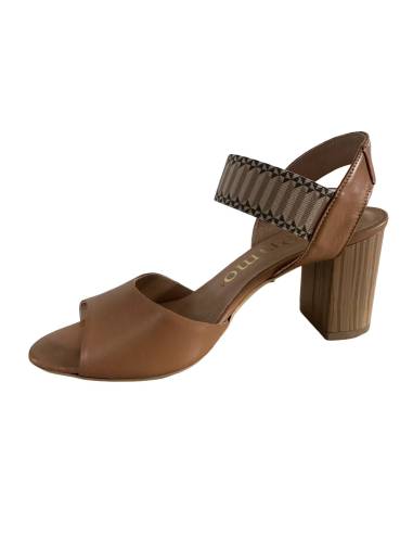 Sandałki damskie brązowe karmel obcas klocek na...