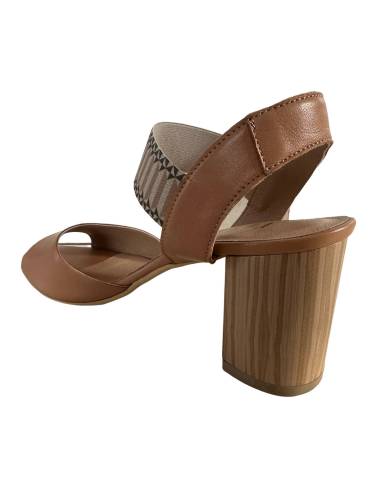 Sandałki damskie brązowe karmel obcas klocek na...