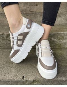 Trampki damskie sportowe skóra naturalna białe beż... 2