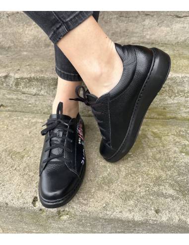 Trampki czarne adidasy wzór kolorowy napis...