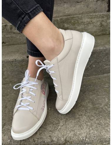 Trampki beżowe adidasy wzór kolorowy napis...