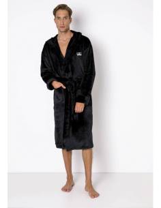 Szlafrok męski czarny ciepły miś za kolano Aruelle... 2