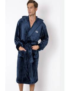 Szlafrok męski granatowy ciepły miś za kolano Aruelle... 2