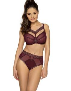 Ekskluzywny biustonosz bordowy z paskami push up... 2