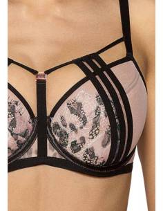 Elegancki biustonosz czarny z beżem i z paskami Novika... 2