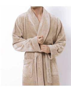 Szlafrok męski beż długi  ciepły miś Aruelle Kevin Brown 2