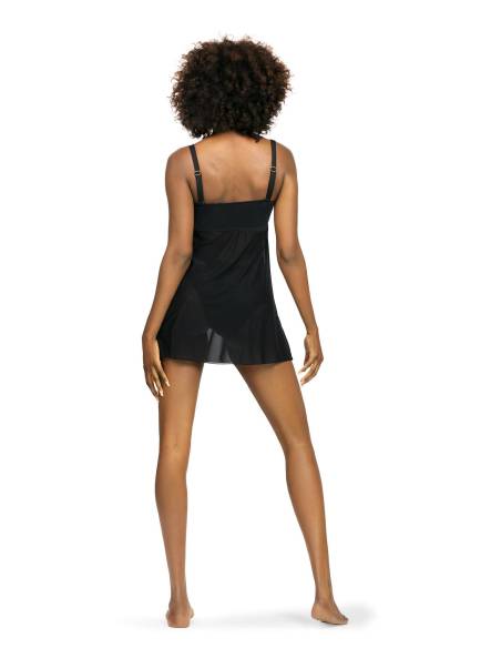 Strój tankini czarny wzór kwiaty pełne figi tiul SELF Bali13-3