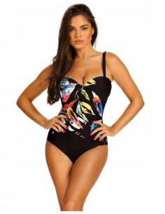 Strój kąpielowy jednoczęściowy czarny kostium kolorowy... 2