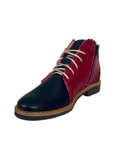 Bordowe botki trzewiki skóra nat płaska...