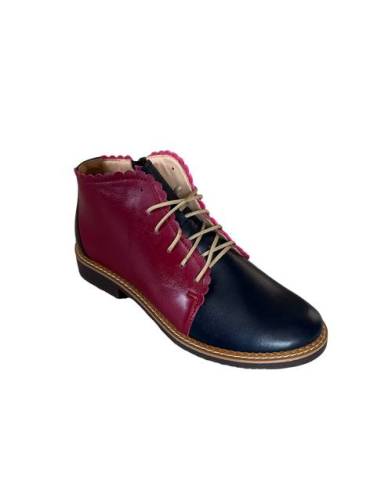 Bordowe botki trzewiki skóra nat płaska...