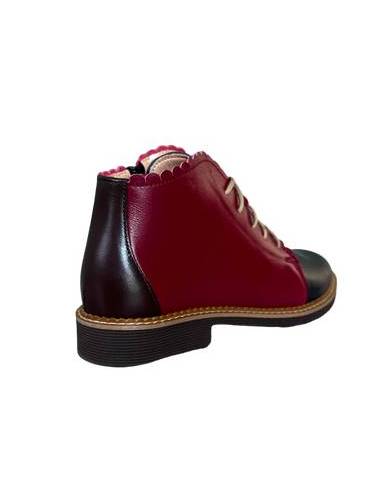 Bordowe botki trzewiki skóra nat płaska...