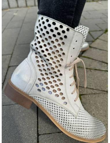 Botki damskie ażurowe białe płaska podeszwa...