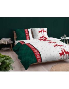 Pościel flanela świąteczna renifery zielona krata 140x200... 2