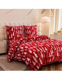Pościel świąteczna 200x220 polarowa czerwona w choinki... 2