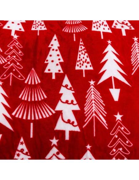 Pościel świąteczna 200x220 polarowa czerwona w choinki ciepła Cotton World