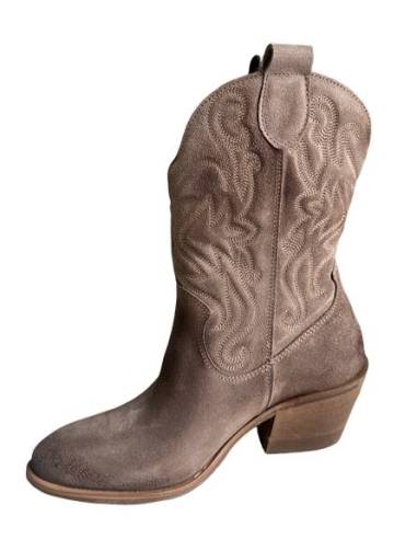 Kowbojki damskie brązowe kozaki wyszywane do...