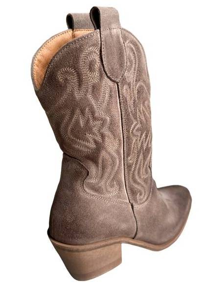 Kowbojki damskie brązowe kozaki wyszywane do połowy łydki Exquisite 1594