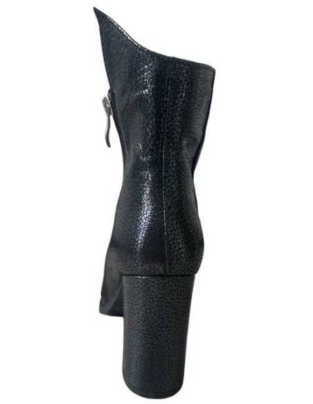 Botki damskie czarne granat brokat obcas słupek w szpic skóra DiPrimo 1238