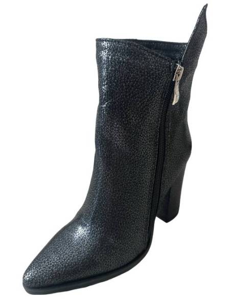 Botki damskie czarne granat brokat obcas słupek w szpic skóra DiPrimo 1238