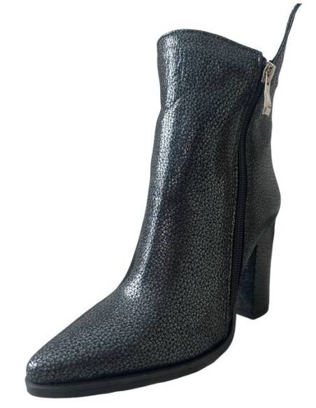 Botki damskie czarne granat brokat obcas słupek w szpic skóra DiPrimo 1238