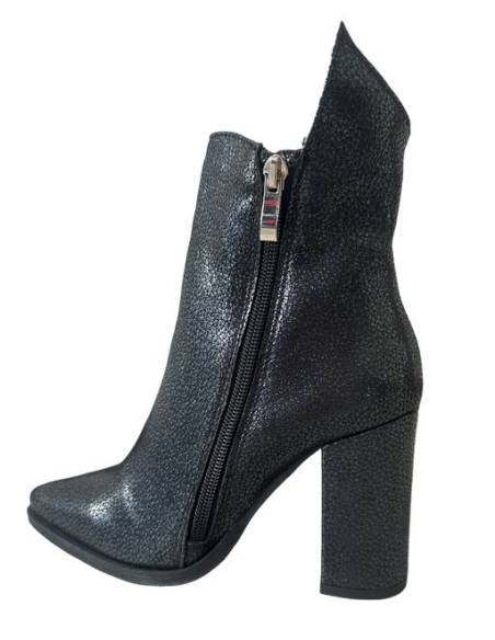 Botki damskie czarne granat brokat obcas słupek w szpic skóra DiPrimo 1238