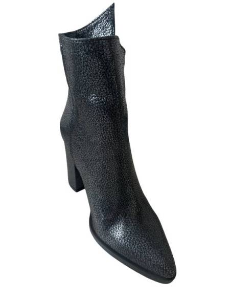 Botki damskie czarne granat brokat obcas słupek w szpic skóra DiPrimo 1238